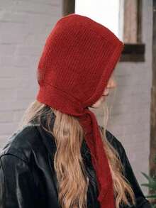 1pc Women's Autumn And Winter Hat Scarf All-In-One Balaclava Hat Street Knitting Fabric Patch Outdoor Warm Cold Wool Cap Winter Gear Valentines Gift - Multicolor - View 3