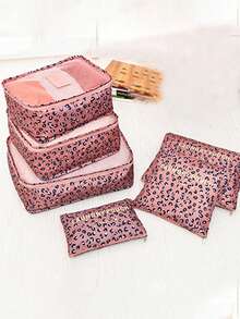 1/6pcs Travel Organizer Set - Foldable Luggage Organizer Bags, Large Capacity Waterproof Packing Cubes, Shoe Bags, Drawstring Bags, Toiletry Bags, Lingerie Bags, Cosmetic Bags, Organizer Pouches To Easily Organize Clothes, Suitable For Pens, Eyeshadow Brushes, Sanitary Pads, Lipsticks, Makeup Brushes, Eyeliners, Lip Glosses, Skincare, Toothbrush Holders, Soaps, Shampoos, Combs, Watches, Phones, Necklaces, Jewelry, And Electronics - Blue Spots - View 18