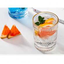 6 pahare romantice de apă de 9oz (255,1g), pahare mici de băut, set de pahare vintage, potrivite pentru suc, băuturi, bere, cocktail