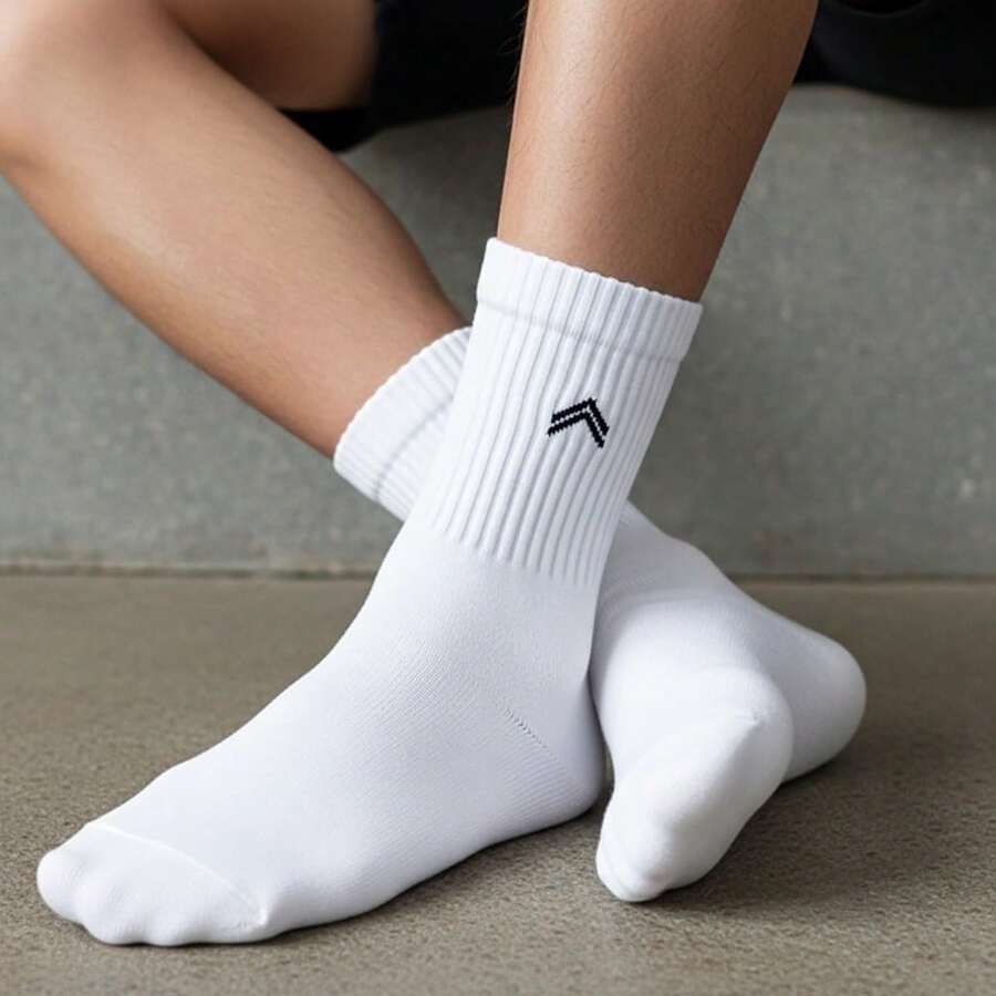 QLC SPORT Kit 3 Pairs Of Up Urban Casual Cotton Terry Socks, Unisex, Mid-Calf - 白色 - 查看 1