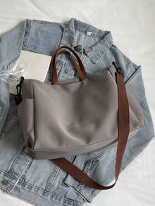 New Large-Capacity Tote Bag, Retro Classic And Popular, High-Value Underarm Bag, Fashionable, Casual And Simple High-Quality Handbag, Suitable For Commuting To Work, Students, Classes, And Daily Shopping. - Grey - View 9