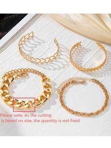 4pcs Heart & Leaf Decor Double Chain Bracelet Set, Gift For Women