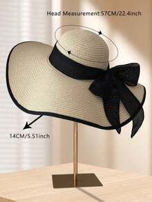 1 pieza Sombrero de paja de playa para mujer para protección solar de verano - Multicolor - Ver 5