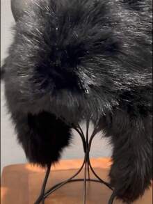 Cappello a secchiello da donna con teschio di mucca e corna soffici - paraorecchie invernali, in morbido materiale finto visone, adatto come accessorio di moda per climi freddi, cappello con teschio di mucca, copricapo da esterno, cappello da costume di Ognissanti, copricapo unico con effetti sonori, cuffia calda, essenziale per le donne