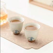 半只装 浮雕波浪铃铛手绘小茶杯/玻璃杯，适合招待客人，小容量咖啡杯，家用杯，餐厅马克杯 - 彩色 - 查看 2