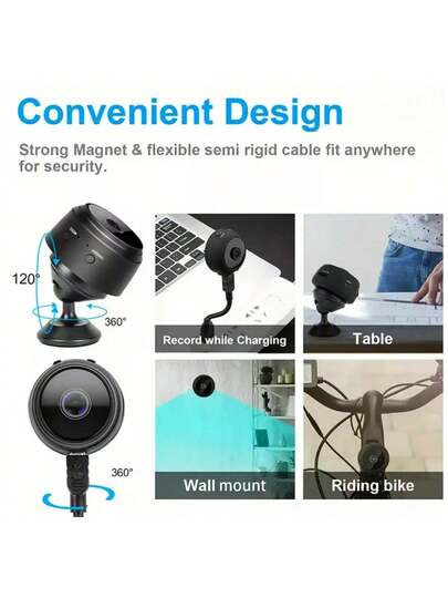 1pc/ Mini Wireless WiFi Security Camera, 2.4GHz, USB/Battery Powered, Portable Indoor/Outdoor Monitoring Home, Office, Car, Pets, Motion Detection, Night Vision, view 7