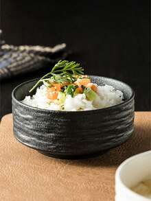 1 Marble Patterned Bowl, High-End Single Serving Grain/Rice Bowl, Suitable For Creative Rock Patterned Bowls In Kitchens And Restaurants, High-End Home Feel, Single Person Rice Bowl, New Plastic Bowl, Dessert Bowl, Commercial Black Bowl, Small Bowl