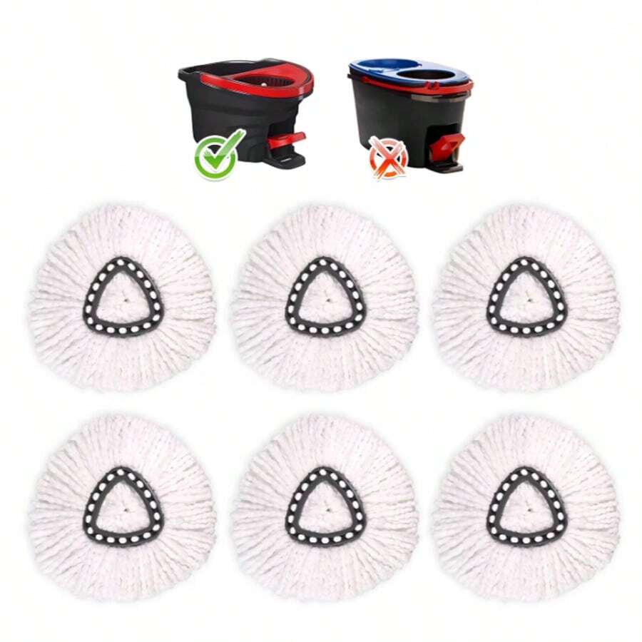6 Pack Mop Replacement Heads Easy Wrin Spin Mop, Microfiber Spin Mop Refills, Easy Cleaning Mop Head Replacement - trắng - Xem 1