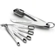 - Juego de cucharas medidoras de metal de acero inoxidable resistente para o lquido, se adapta a tarros de especias, juego de incluye nivelador - Juego de 13 - 1 paquete - Ver 2