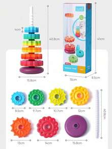 1 件装婴儿彩虹旋转叠叠乐玩具 - 翻滚环叠叠乐，12 个月以上早教启蒙玩具