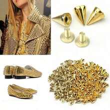 70 Pcs Gold Cone Studs And Spikes For Clothing Cool Punk Garment Rivets Gold Color Screw Back Bullet Tree Studs And Spikes Rivet For Leather Craft Clothing Shoes Belts Bags Dog Collars