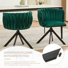 Velourssessel mit Schwerlastmetallgestell, 180°-Schwenkfunktion, rückengerechte Ergonomie und samtweicher Luxus für ortsflexible Einsätze zwischen Lounge, Boudoir und kreativem Arbeitsbereich(2er-Set)