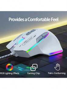 Acer OMW950 Gaming Mouse With High-Precision Adjustable DPI, Customizable Macros, High-Speed Response, Durable Microswitches, High-Strength Braided Cable, Ergonomic Design, And A White, Silent Wired Design.