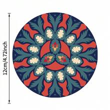 1PCS Mandala Coaster, Beverage Heat Absorption Technology Rubber + Coffee Cloth Coaster, Multi-Purpose Heat-Resistant Kitchen Table Mat, Tripod Mat, Multi-Function Non-Slip Heat-Resistant Pot Holder, Kitchen Insulation Mat, Kitchen Utility Tool, Round Tripod Mat, Non-Slip, Suitable For Picnics, Camping, Dinners, Parties - 隨機 - 查看 7