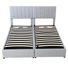 Upholstered Bed 180x200 Cm, Hydraulic Storage Bed, Skin-Friendly Linen Loft Bed, Multifunctional Double Bed, Grey - Gray + Upholstered - View 11