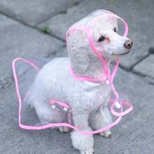 1PC Pet Raincoat - A Transparent Outerwear For Pets When Going Out, Waterproof And Breathable. Suitable For Small Dogs And Cats. Comes With A Rain Cap. - Pink - View 2