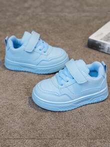 1 Pair Kids Boys/Girls Lightweight, Comfortable & Durable Hook And Loop Design Casual Outdoor Hiking Shoes, Suitable For All Seasons