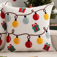 1pc Christmas Tree Embroidery Pattern Pillowcase, Suitable For Living Room & Bedroom, All Seasons - Multicolor - View 6