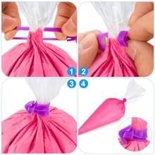 Juego de 116 bolsas de ribete 100 bolsas de pastelería de 12 pulgadas bolsas de glaseado bolsas de decoración de pasteles bolsas de decoración desechables con 6 corbatas 8 clips y 2 agujas de - como en la foto - Ver 6