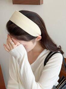 1pc Solid Color Sponge Knit Wide-Banded Headband, Fashion Versatile High-End Elegant Minimalist Headpiece Suitable For Daily Wear, Casual, Party, Commute, Vacation, Face Washing, Makeup, Outfit Matching, Hair Hoop, Hair Band, Hairband For Women Hair Accessories - Multicolor - View 9