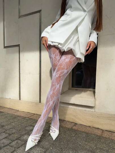 1pc Plus Size High Stretch Spider Web Fishnet Tights, Women's Fashion Sexy Black Stockings Vintage Gothic Style Leggings, Suitable For Halloween, Y2K