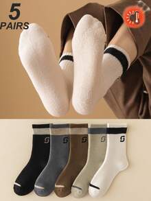 5 perechi de șosete din fleece coral, șosete groase și calde pufoase pentru adulți, șosete antiderapante pentru casă pentru bărbați și femei, potrivite pentru toamnă/iarnă