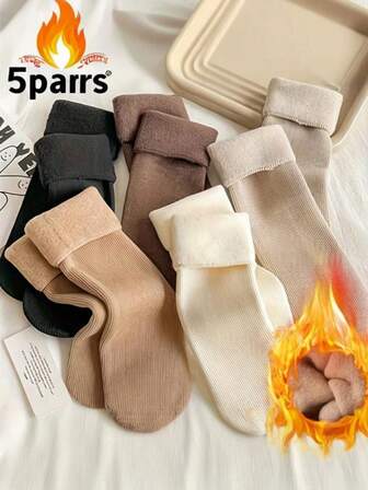 1/5Pairs New Women Winter Thicken Warm Short Socks Thermal Cashmere Wool Socks Nylon Snow Velvet Boots Home Floor