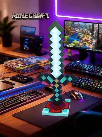  Commemorative Edition Series Minecraft Deluxe Glowing Diamond Sword Decoration LED Light - 7 Colors/9 Colors, USB, For Bedroom Decoration Decoration Computer Room Decor Perfect For Gaming/Christmas & Birthday Gifts, For Teens & Adults, Theme Party