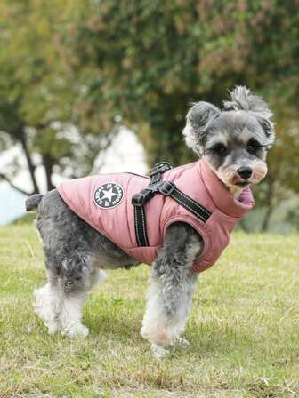 1 pieza Arnés de perro con correa, abrigo acolchado impermeable y cálido para invierno