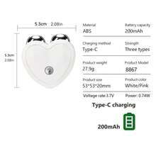 Electric Facial Massager, Dual Roller Facial Massage Tool, Heart-Shaped Portable Beauty Device, Suitable For Face And Neck, One-Button Operation, 200mAh - White - View 9