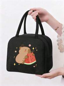 便携式双层保温午餐包，水豚图案，儿童防漏午餐包，可重复使用，适合上学、上学、上学等场合，男女通用，可调节肩带，保温保冷包，非常适合工作、办公室、野餐、海滩等场合，保温旅行两相宜。 - 彩色 - 查看 4