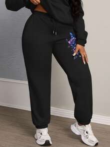 Women's Plus Size Sweatpants - Customize Your Sweatpants, Add Your Photo/Design, Create Your Own Exclusive Pants, Plus Size Fleece Pants, Pants Black - Black - View 3