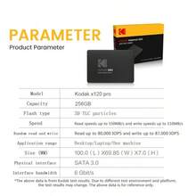 Kodak 柯达X120 Pro系列 512GB 2.5英寸 内置SSD 耐高温 台式机外置固态硬盘 电池不带电池 1T云存储容量 - 黑色 - 查看 8