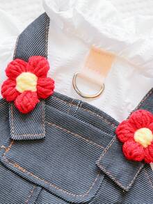 1 pieza Ropa para mascotas, Atuendo para perro/gato, Vestido de tirantes floral lindo para perro pequeño/cachorro, Cómodo y elegante para salir