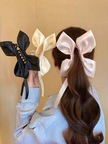 1 pezzo/3 pezzi Fermagli per capelli a fiocco e nastro per donne, fermagli a pinza attorcigliati, nuova moda 2025, stile di strada carino, in plastica ABS, adatti per primavera, estate, autunno, inverno, ritorno a scuola