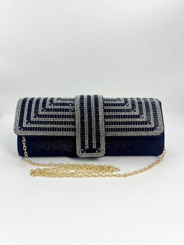 حقيبة يد مربعة صغيرة للسيدات، حقيبة كروس بودي مرصعة بالراين