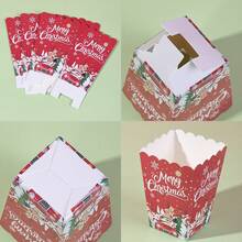 10pcs/20pcs/50pcs,Red Christmas Popcorn Gift Box-Paper Popcorn Box Bucket Snack Container For Christmas Party Supplies,Elegant Sturdy Cardboard-Style Popcorn Boxes With Golden Lettering & Santa Claus Cutouts - Christmas Party Decorations, Xmas Gift Packaging, New Year's Eve Party Decor, Popcorn Bucket Holders - Red - View 6