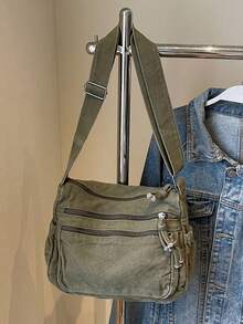 Fashionable Vintage Denim Women's Shoulder Bag, Casual & Versatile, Compact Yet Stylish, Large Capacity Commuter Crossbody Bag, Suitable For Outings, Dates, Shopping, Daily Matching, Office And Other Occasions - Green - View 8