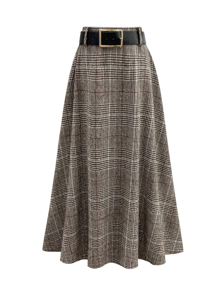 EARO 女士时尚格子A字裙，百搭优雅，宽松显瘦