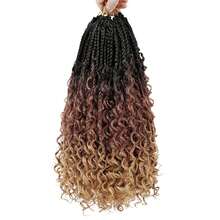 Göttinnen Box Braids Crochet-Haar, 14 Zoll Boho Box Braids Crochet-Haar, Bohemia Box Braids Crochet Braids, Box Braids mit lockigen Enden, unordentlich vorgeschlaufenes synthetisches lockiges Crochet-Haar für Frauen / 1B / 30/27