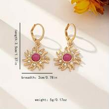 1 Pair Retro Dopamine Glitter Sunburst Fashion Versatile Earrings - Multicolor - View 5