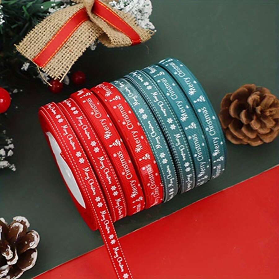 1 Roll Christmas Ribbon, Printed Design Satin Ribbon For Gift Wrapping And Crafts, Holiday Hanging Decor Cord, Suitable For Party, Merry Christmas Ribbon, Christmas Tree Decor, Vintage Christmas Decor, Christmas Tree Bow, Party Decor, Holiday Hanging Decor, Holiday Pattern, Decorative Silk, Smooth Texture, Ribbon, Decorative Cord, Holiday Shoppers, Gift Wrappers