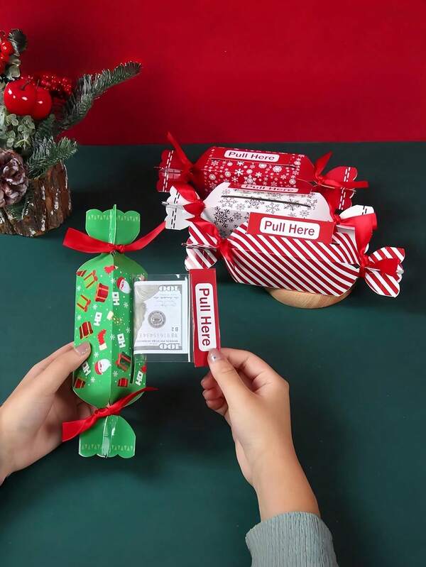 1/4 peças Caixa de presente de papel de Natal Decoração de festa de Natal 2025 Caixa de doces de Papai Noel Caixa de dinheiro Presente de ano novo 2026