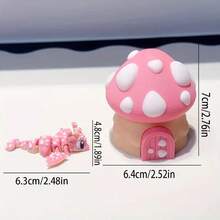 3D Printed Cute Mushroom House+Dragon Model Ornaments, Desktop Decoration Sculpture Ornaments, Holiday Gifts, Suitable For Home Decoration, Office Decoration, Car Decoration, Contemporary Art, Fantasy Design, Lightweight Decoration, Durable Decoration, Mini Decoration, Decorative Statues, Party Gifts, Holiday Gifts, Novel Desktop Ornaments, Gifts For Friends
