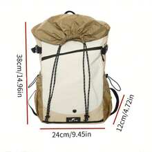 Zaino da donna in nylon leggero e resistente di grande capacità - Spallacci regolabili, chiusura a coulisse, zaino casual da viaggio, escursionismo e uso quotidiano (cachi/nero), zaino da viaggio