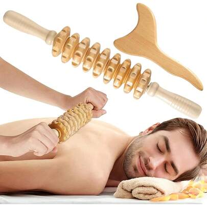 Masajeador de Drenaje Linfático para Mujer, Herramienta de Terapia Anticelulitis, Kit de Maderoterapia y Gua Sha para Piernas, Espalda, Cuello y Brazos