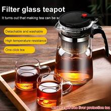 1pc 900ml Elegant Glass Teapot With Convenient One-Touch Tea Infuser - Perfect For Brewing Loose Leaf Tea, Ideal Gift For Tea Lovers, Suitable For Filtering Tea Drinks, Household Use - Black - View 4