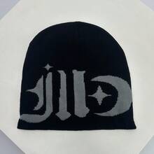 1 件简约百搭梵文防寒帽，男女通用街头嘻哈舞蹈保暖针织帽秋季服装 - 彩色 - 查看 16