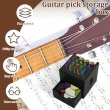Guitar Pick Holder With Random Five Color Picks, Vintage Speaker Guitar Pick Holder, Portable Guitar Pick Holder, Gift For Guitar Lovers - có ngăn kéo lưu trữ + 5 mái chèo màu ngẫu nhiên - Xem 3