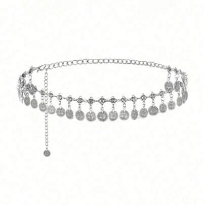 1 pieza Cadena decorativa metálica de múltiples capas para la cintura de mujer, versátil para camisas, vestidos, actuaciones de danza del vientre, disponible en varios colores